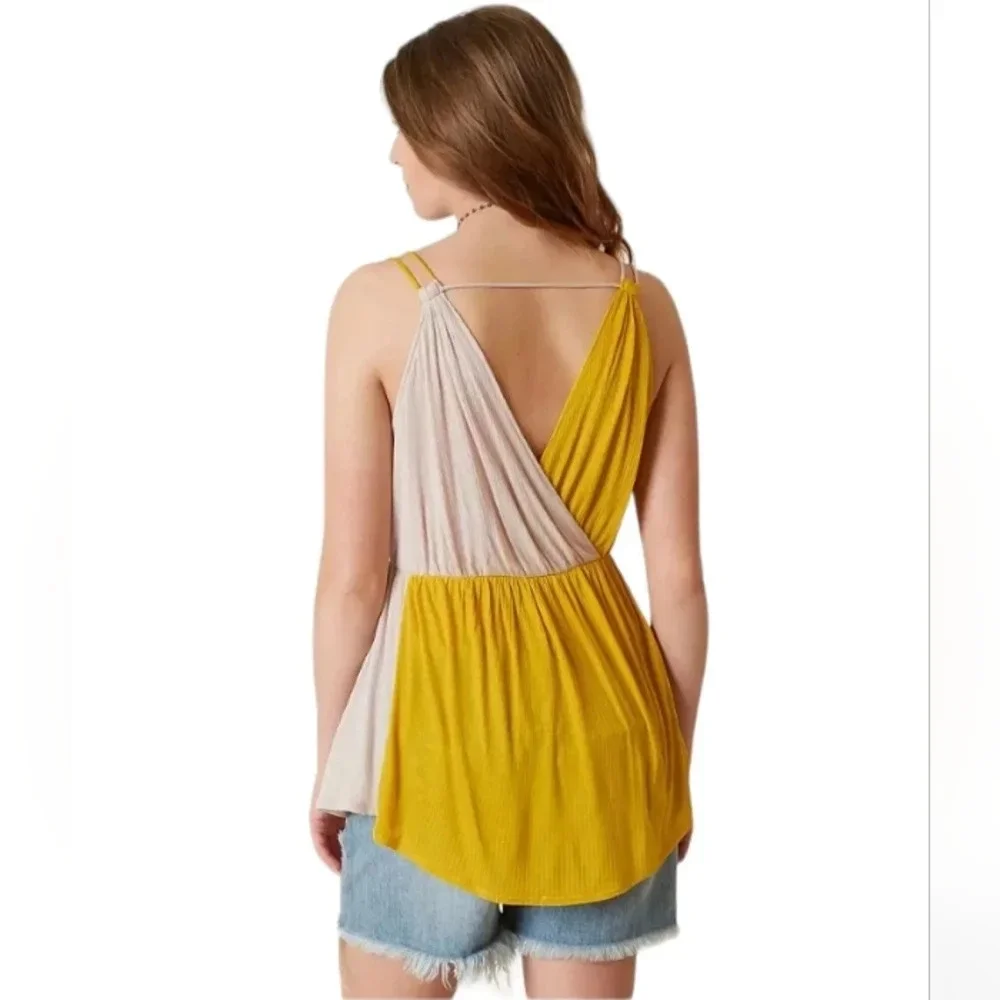 Free People Last Night Strappy Color Block Tank Top Size Small Sunglow Color - Picture 2 of 10